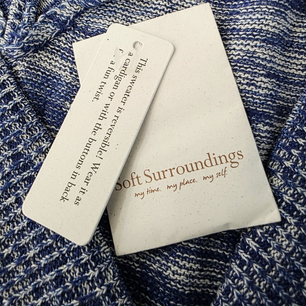 Soft Surroundings NWT Cardigan Open Sweater Blue Short Sleeve Size M - Picture 7 of 9